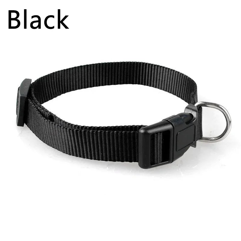 Solid Color Nylon Pet Dog Collar Adjustable Soft Puppy Cat Stuff Collar Necklace Pet Supplies S-XL Perros Accesorios
