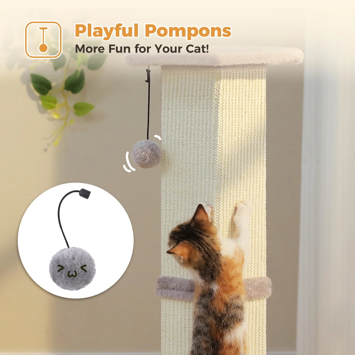 32" Tall Sisal Cat Scratching Post for Indoor Cats - Durable Cat Scratcher with Wide Base, Gray