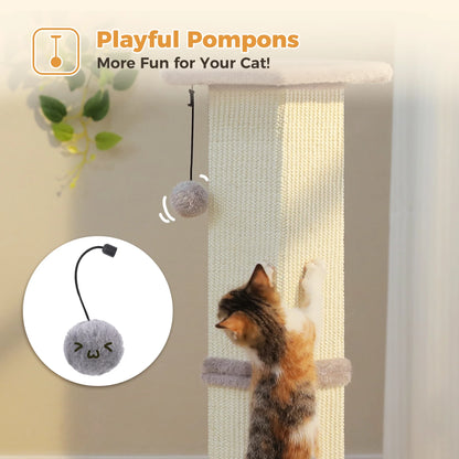 32" Tall Sisal Cat Scratching Post for Indoor Cats - Durable Cat Scratcher with Wide Base, Gray