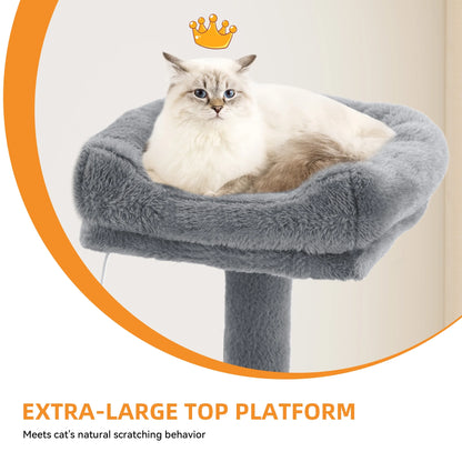 44" Cat Tree Condo with Scratching Posts & Hammock, Indoor Pet Play Center, Light Gray
