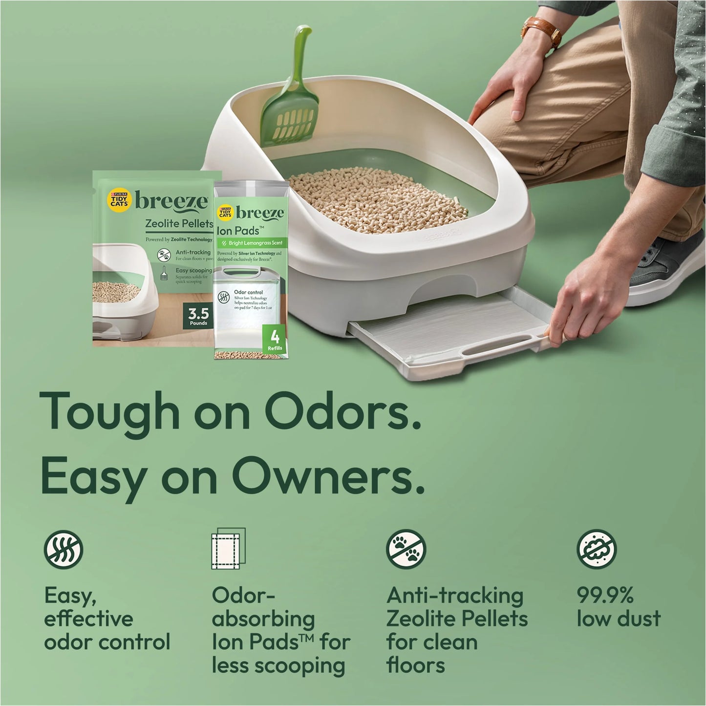 Purina  Breeze Cat Litter Box System Kit with Pellet Cat Litter, Litter Box, and Litter Box Pads