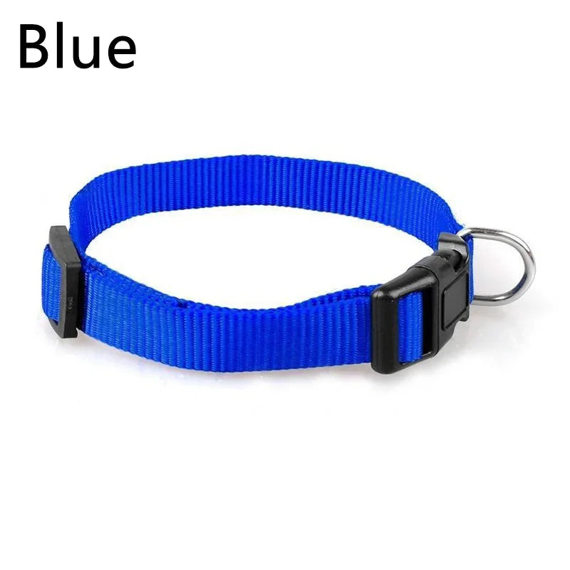 Solid Color Nylon Pet Dog Collar Adjustable Soft Puppy Cat Stuff Collar Necklace Pet Supplies S-XL Perros Accesorios